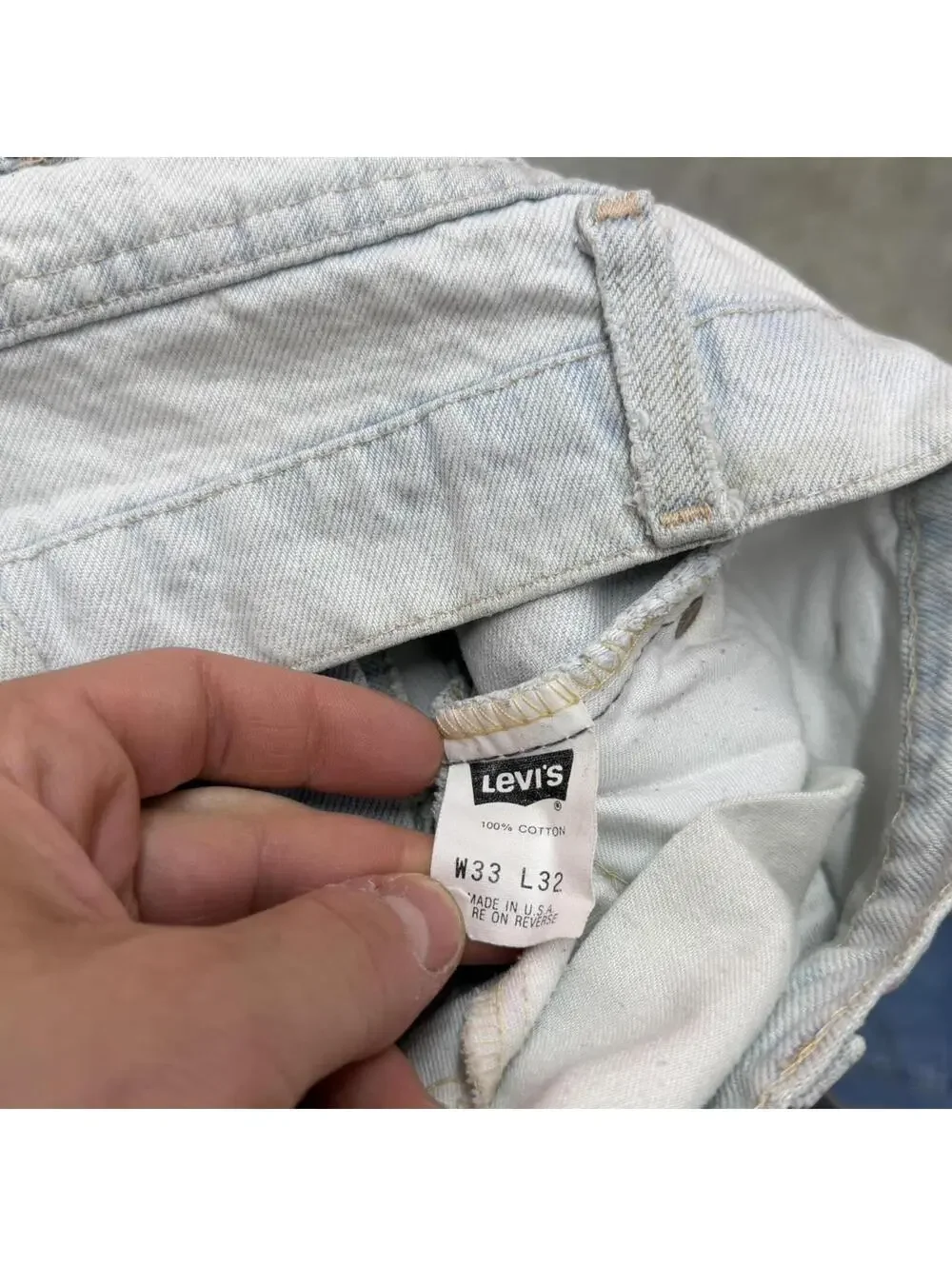 vintage levis white relaxed baggy fit made in usa orange tab jeans size 32 x 34